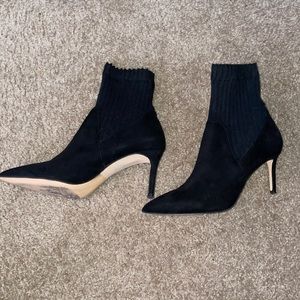 Zara black suede sock heel booties| size 9|